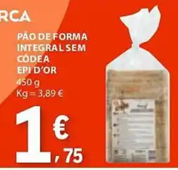 E.Leclerc Pão de forma integral sem codea epi d'or promoção