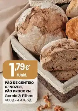 Intermarché Pão de centeio c/ nozes, pão procorn garcia & filhos promoção