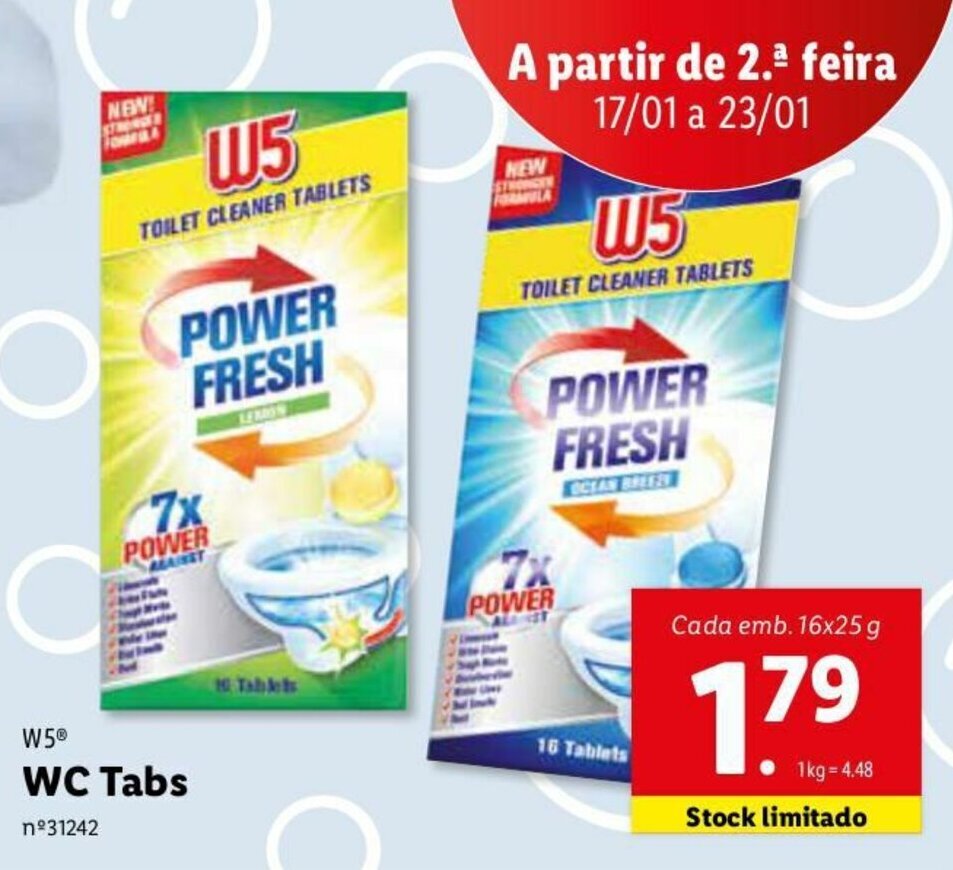 Promoção W5 Toilet Cleaner Tablets 16x25g em Lidl