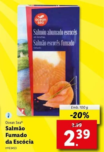 Lidl Ocean Sea Salmão Fumado da Escócia 100g promoção