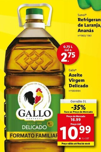 Lidl Gallo Azeite Virgem Delicado 3L promoção
