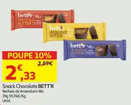 Auchan Snack Chocolate BETT'R Recheio de Amendoim Bio promoção