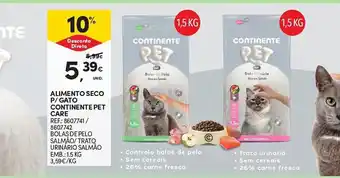Continente Alimento seco p/gato continente pet care promoção