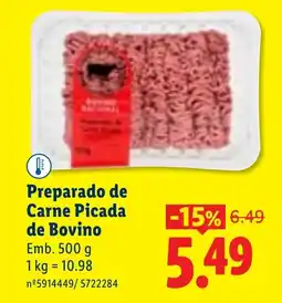 Lidl Preparado de Carne Picada de Bovino promoção