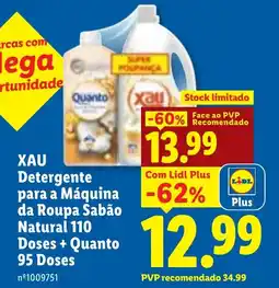 Lidl XAU Detergente para a Máquina da Roupa Sabão Natural 110 Doses + Quanto 95 Doses promoção