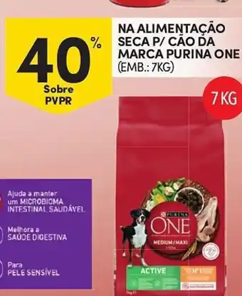 Na alimentação seca p/ cão da marca purina one