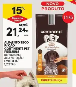 Continente Alimento seco p/ cão continente pet premium promoção