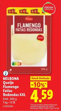 Lidl MILBONA Queijo Flamengo Fatias Redondas XXL promoção