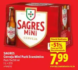 Lidl SAGRES Cerveja Mini Pack Económico promoção