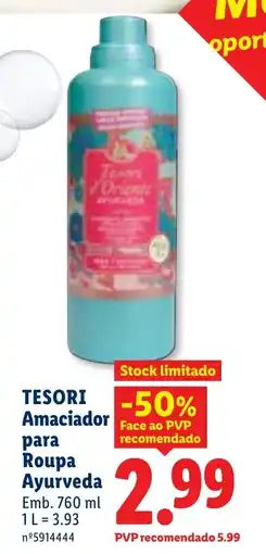 Lidl TESORI Amaciador para Roupa Ayurveda promoção