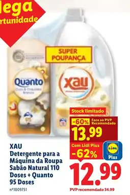 Lidl XAU Detergente para a Máquina da Roupa Sabão Natural 110 Doses + Quanto 95 Doses promoção