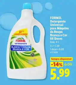 Lidl FORMIL Detergente Universal para Máquina da Roupa Branca e Cor 66 Doses promoção