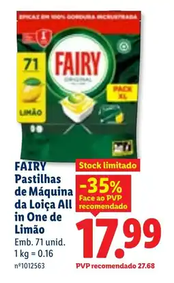 Lidl FAIRY Pastilhas de Máquina da Loiça All in One de Limão promoção