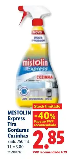 Lidl MISTOLIN Express Tira Gorduras Cozinhas promoção