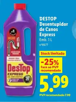 Lidl DESTOP Desentupidor de Canos Express promoção