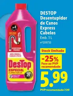 Lidl DESTOP Desentupidor de Canos Express Cabelos promoção