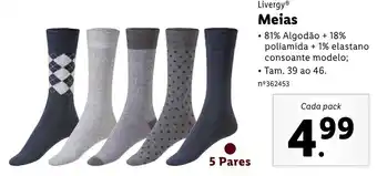 Lidl Livergy Meias 39 ao 46 5 pares promoção