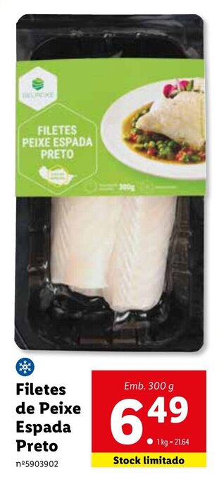Lidl Filetes de Peixe Espada Preto 300g promoção