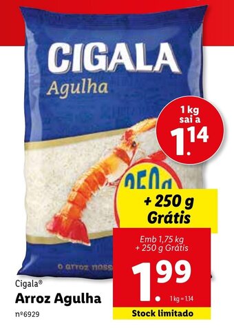 Lidl Cigala Arroz Agulha promoção