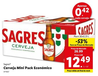 Sagres Cerveja Mini Pack Económico 30x0,25L
