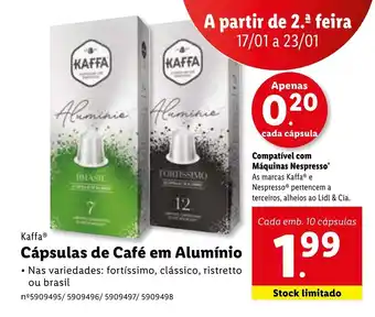 Lidl Kaffa Cápsulas de Cafá em Alumínio 10 cápsulas promoção