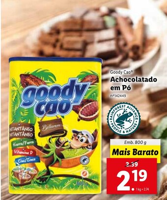 Lidl Goody Cao Achocolatado em Pó 800g promoção