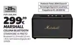 Radio Popular Marshall coluna bluetooth promoção