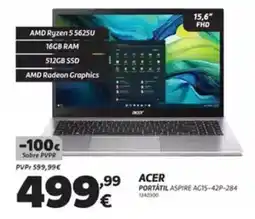 Radio Popular Acer portátil aspire ag15-42p-284 promoção