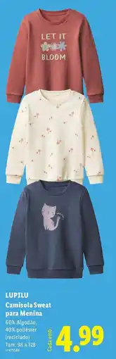 Lidl LUPILU Camisola Sweat para Menina promoção
