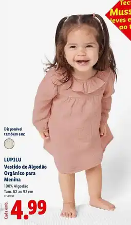 Lidl LUPILU Vestido de Algodão Orgânico para Menina promoção