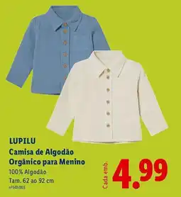 Lidl LUPILU Camisa de Algodão Orgânico para Menino promoção