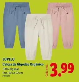 Lidl LUPILU Calças de Algodão Orgânico promoção
