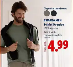 Lidl ESMARA MEN T-shirt Oversize 100% Algodão promoção