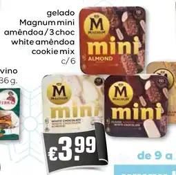 Bolama gelado Magnum mini amêndoa/3 choc white amêndoa cookie mix c/6 promoção