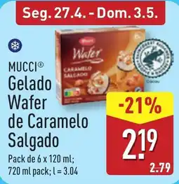 ALDI MUCCI Gelado Wafer de Caramelo Salgado promoção