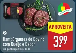 ALDI Hambúrgueres de Bovino com Queijo e Bacon promoção