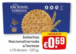Bolama bolachas Nacional torrada s/lactose c/6 doses promoção