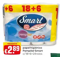 Bolama papel higiénico Pampilar Smart c/18+6=24 rolos promoção