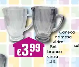 Bolama Caneca de mesa vidro Sol branca cinza promoção