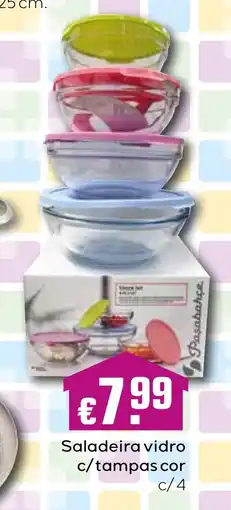 Bolama Saladeira vidro c/tampas cor c/4 promoção