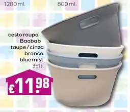 Bolama cesto roupa Baobab taupe/cinza branco blue mist promoção