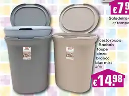 Bolama cesto roupa Baobab taupe cinza branco blue mist promoção