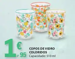 E.Leclerc Copos de vidro coloridos promoção