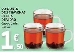 E.Leclerc Conjunto de 3 chávenas de chá de vidro promoção