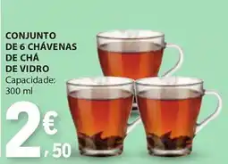 E.Leclerc Conjunto de 6 chávenas de chá de vidro promoção