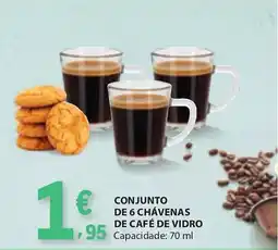 E.Leclerc Conjunto de 6 chávenas de café de vidro promoção