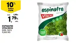 Continente Bom dia Espinafre vitacress promoção