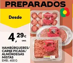 Continente Bom dia Hambúrgueres/ carne picada/ almöndegas mistas promoção