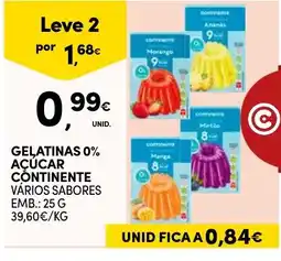 Continente Bom dia Gelatinas 0% açúcar continente vários sabores promoção