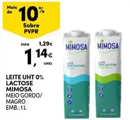 Continente Bom dia Leite uht 0% lactose mimosa promoção